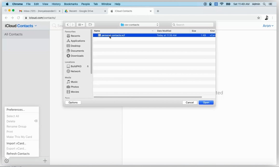 Press the Open button to start the procedure