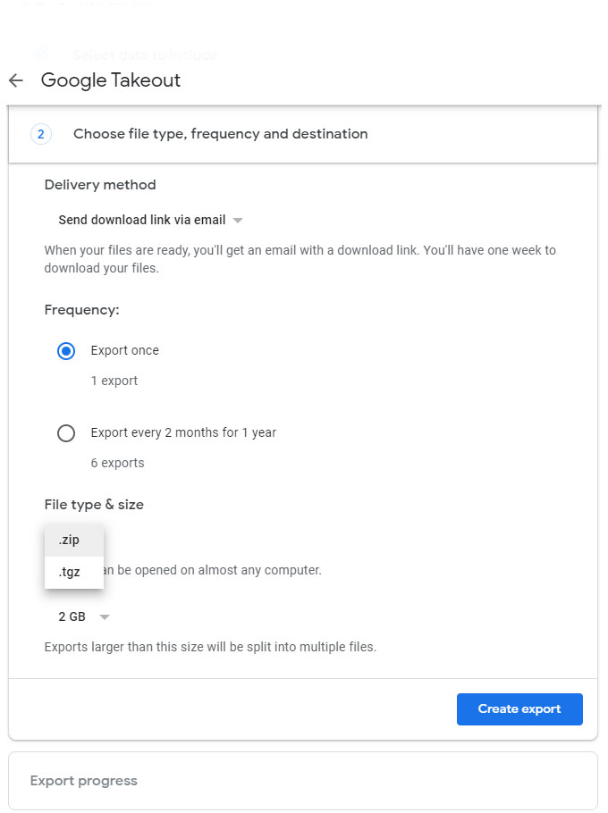 choose desired options to export gmail emails to pst