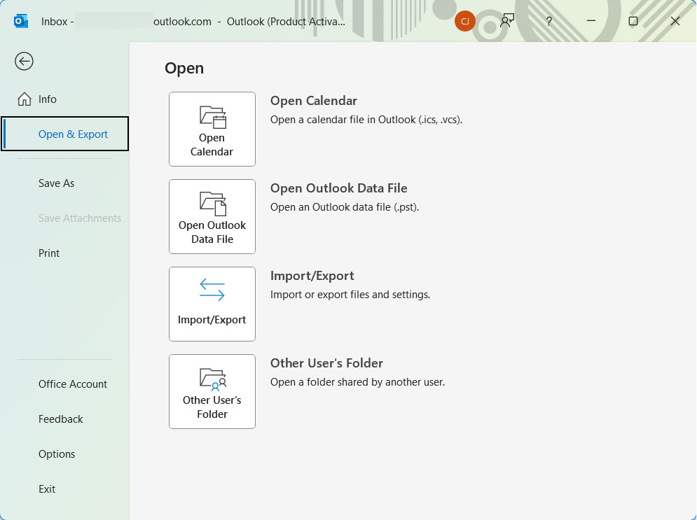 go to import/export option