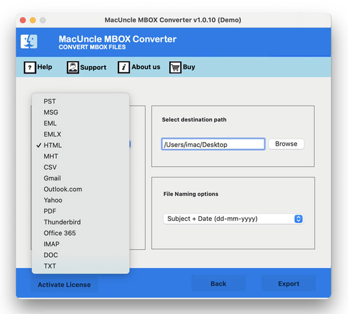 choose imap options