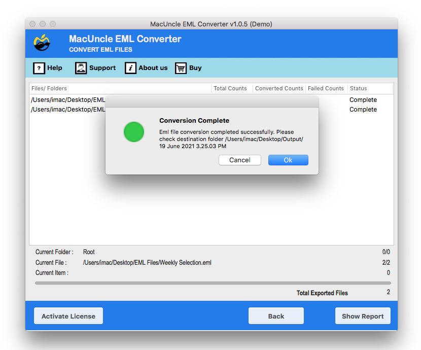 EML to MSG conversion in process