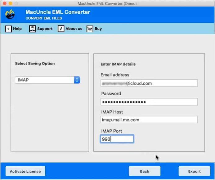 Enter Apple Mail credentials