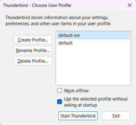 create new folder and migrate thunderbird emails to new computer