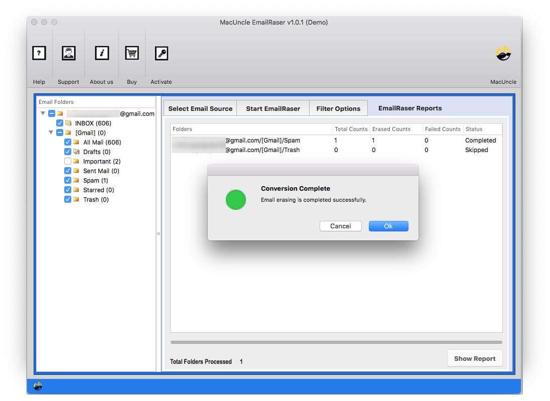 destination path to delete all gmail emails