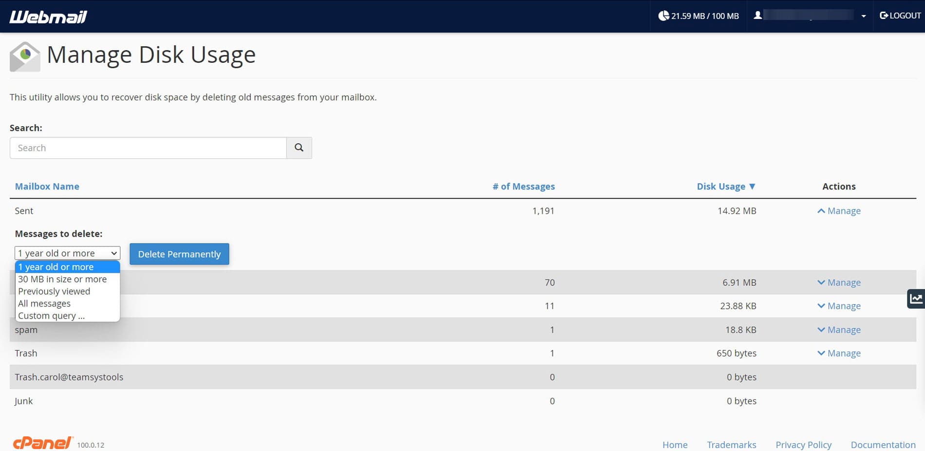 messages to delete list