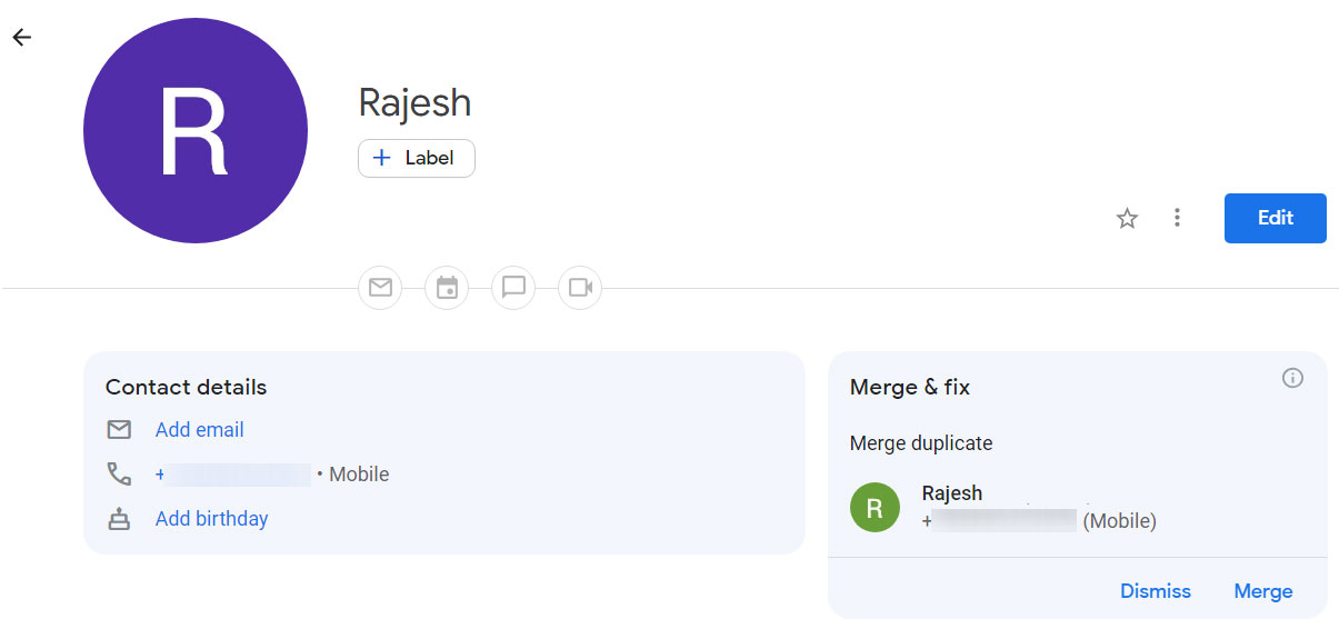 edit or delete the duplicate contacts in Gmail