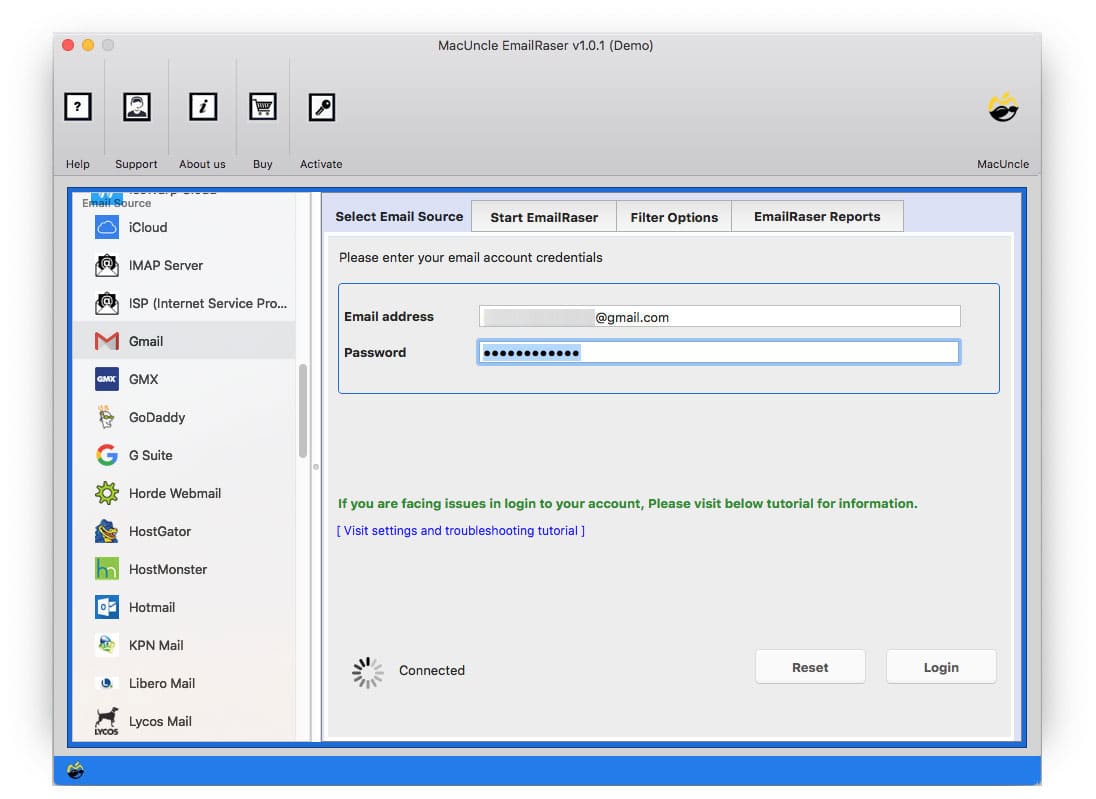 enter gmx login details