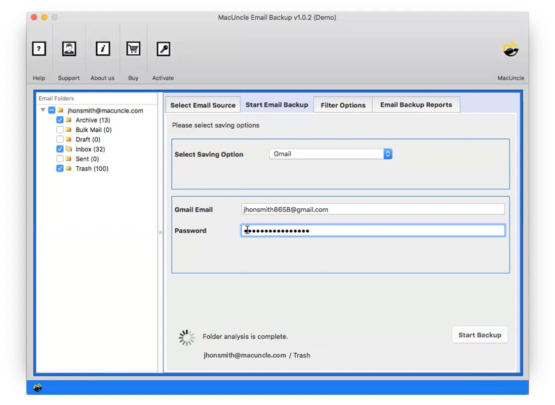 enter credentials to transfer Godaddy emails to gmail