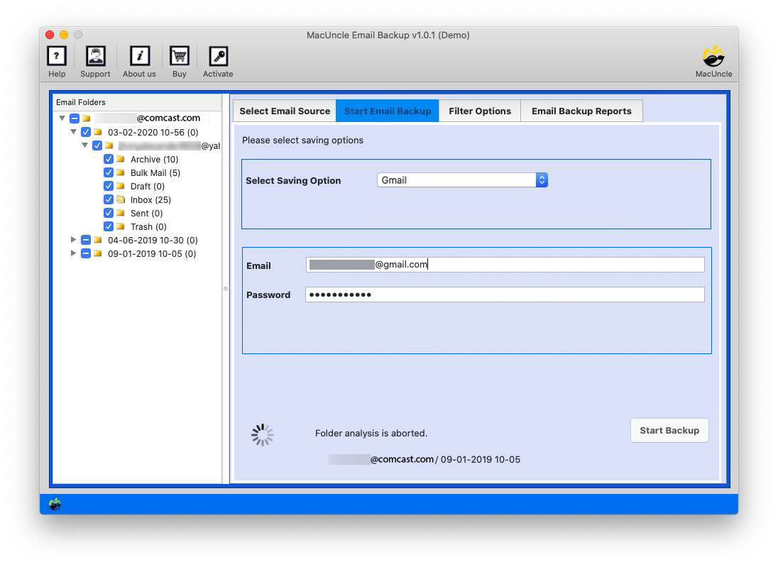Select Gmail and enter details