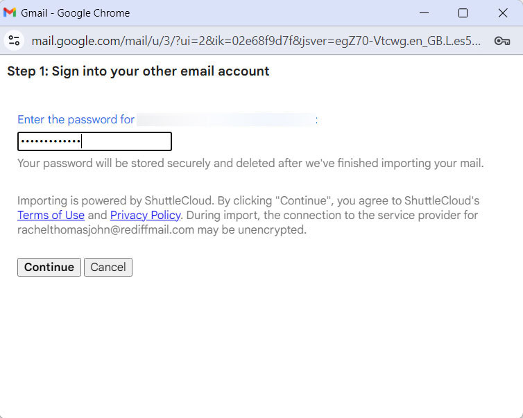 enter gmail password