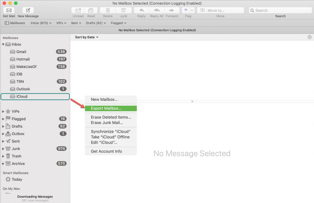 export mailboxes to remove duplicate emails in apple mail