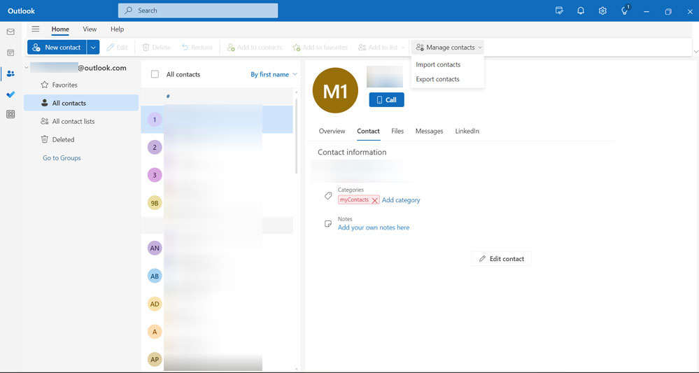 go to manage contacts