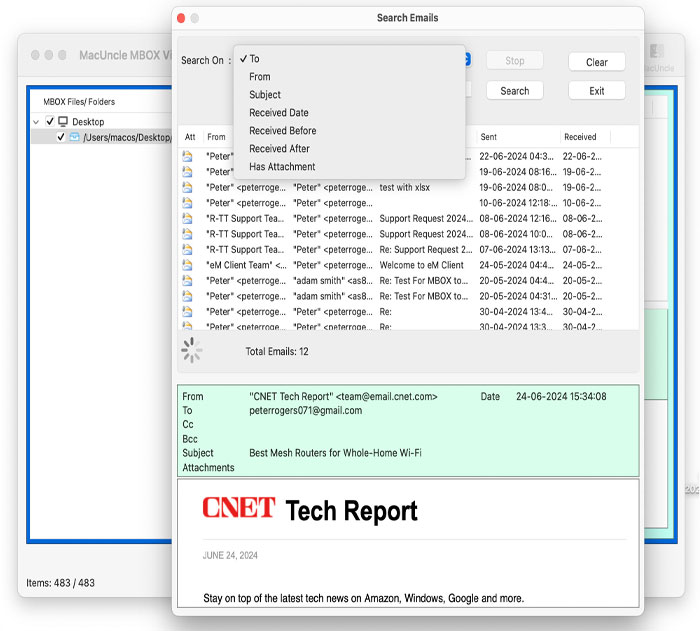 search content inside mbox files