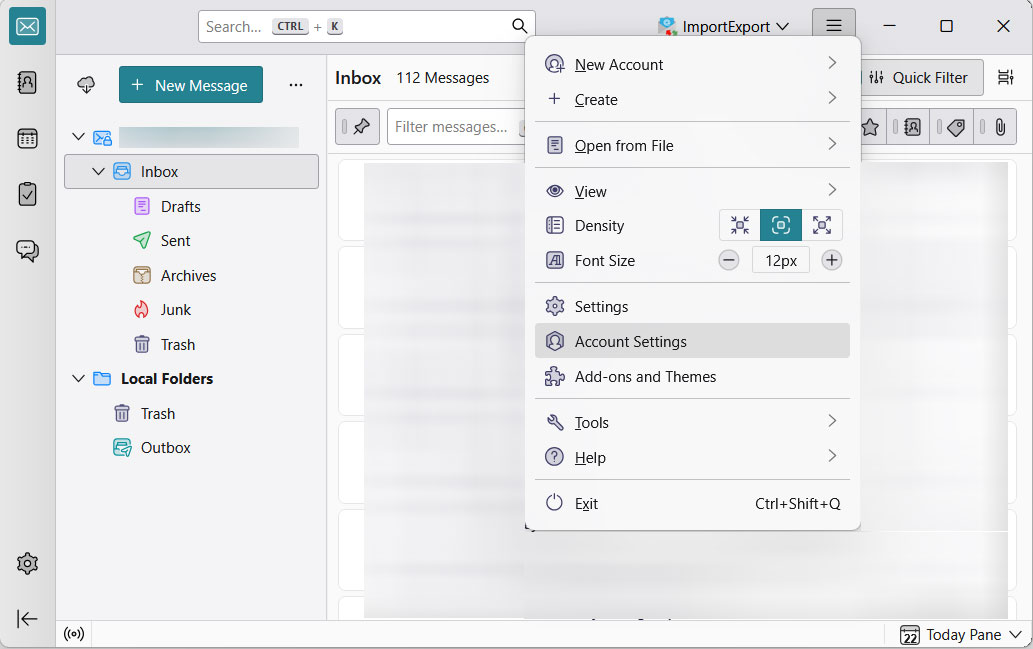 アカウント設定に移動する