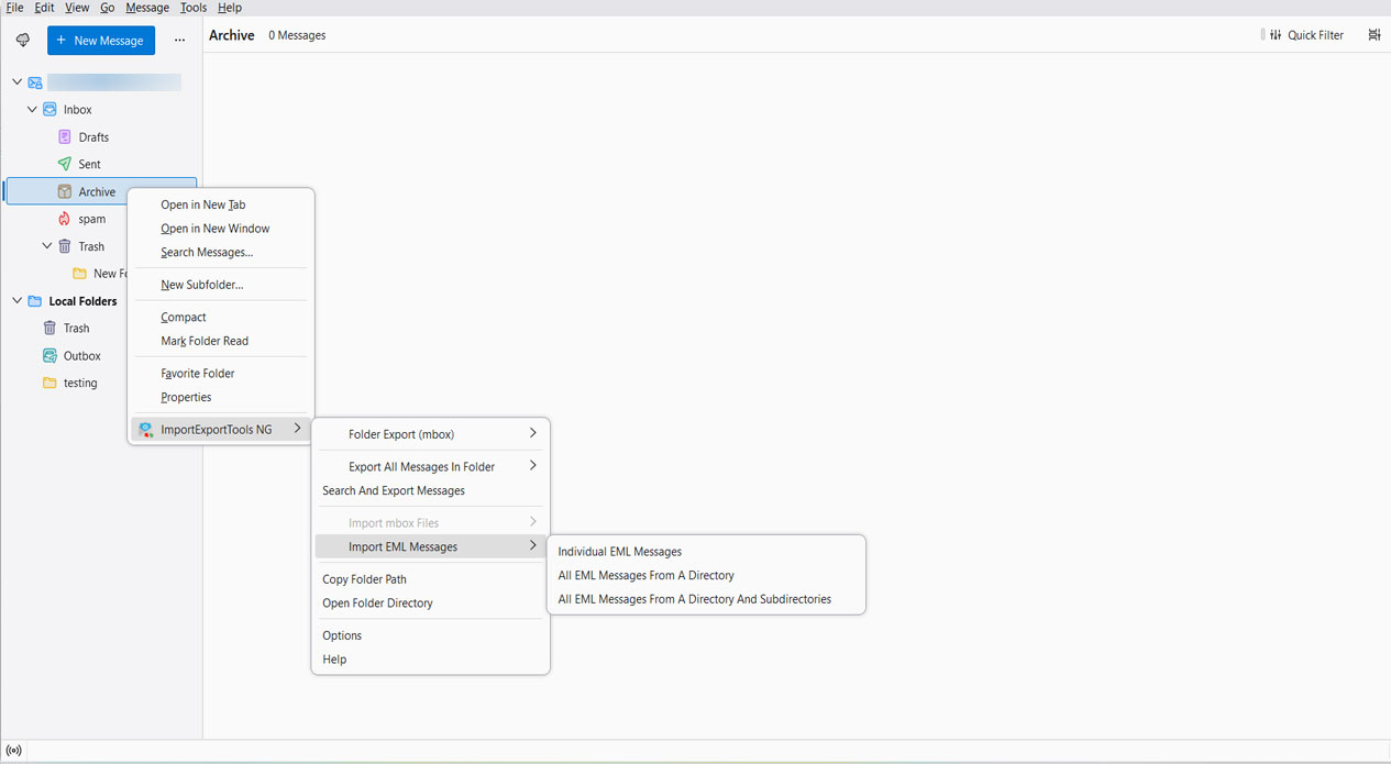 import eml file to thunderbird