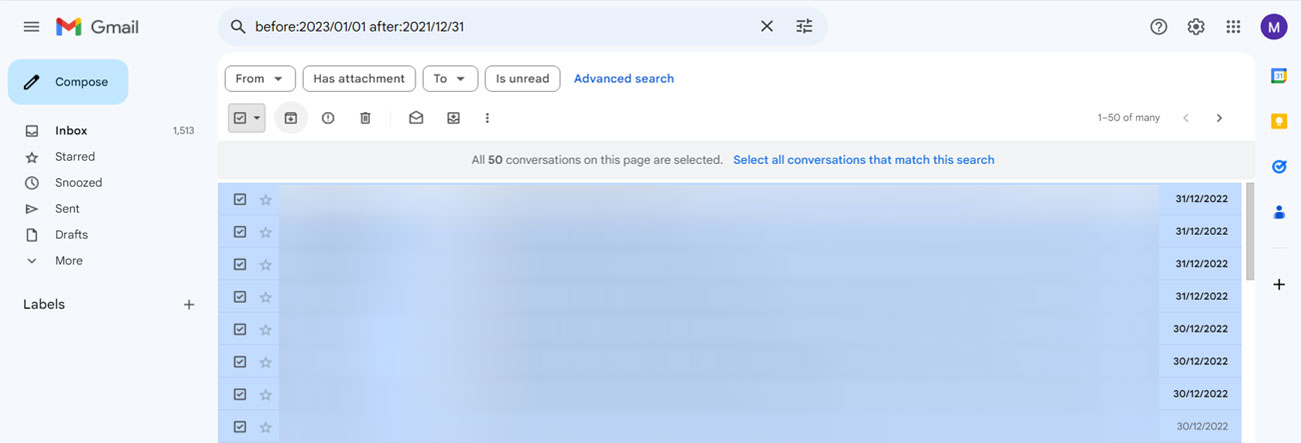 click on the archive button