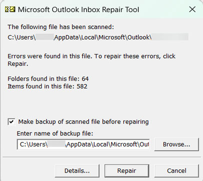 select outlook data to Fix Outlook Emails Not Syncing