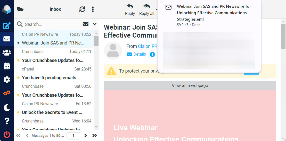 emails will be exported