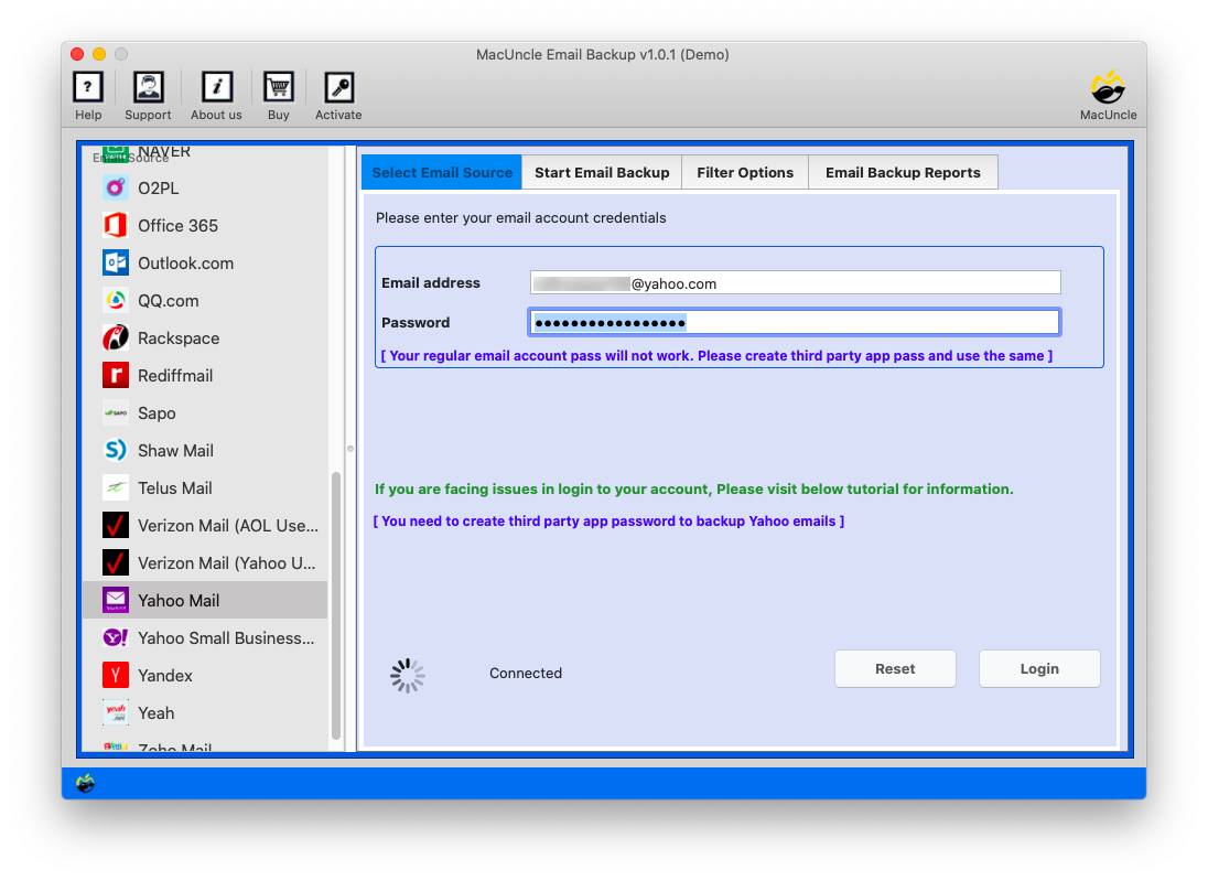 enter yandex credentials