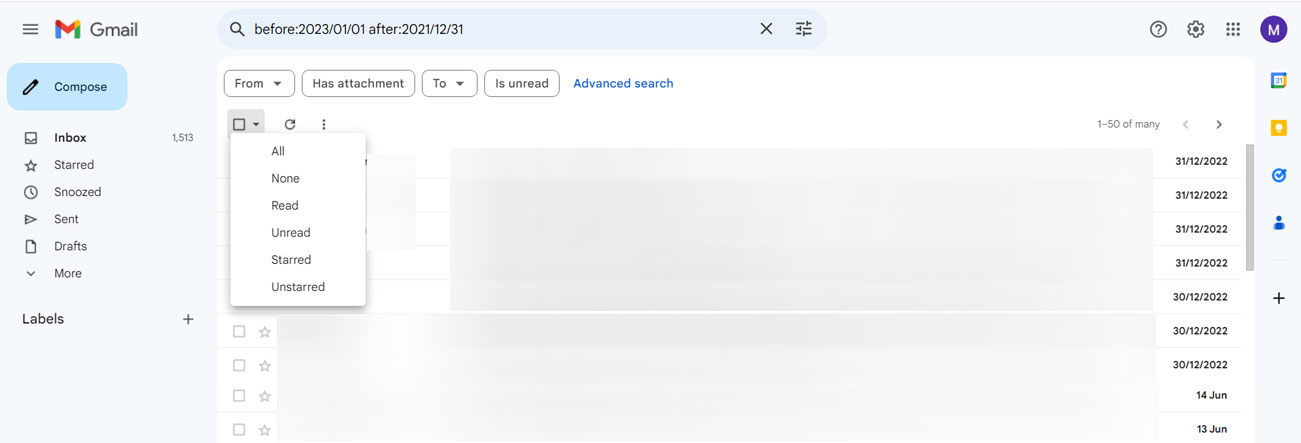 archive gmail emails by date selectively