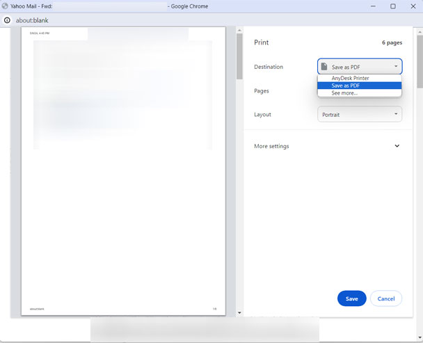 save yahoo emails as pdf