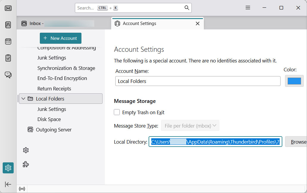 Thunderbird のデフォルトの保存先をコピーする