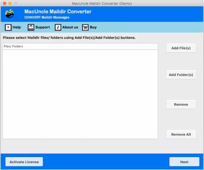 Start the tool for Maildir to MBOX on Mac