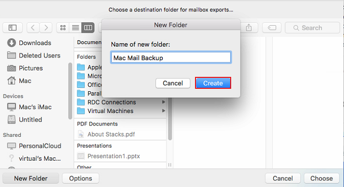 transfer apple mail folders to new computer