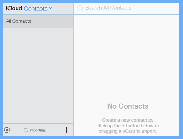 contacts starts importing